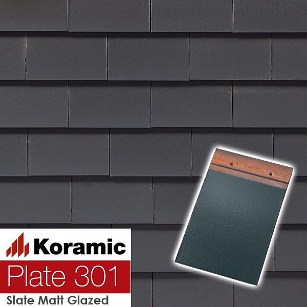 Керамическая черепица KORAMIC 301 Plain Tile Smooth 170*270мм slate matt glazed